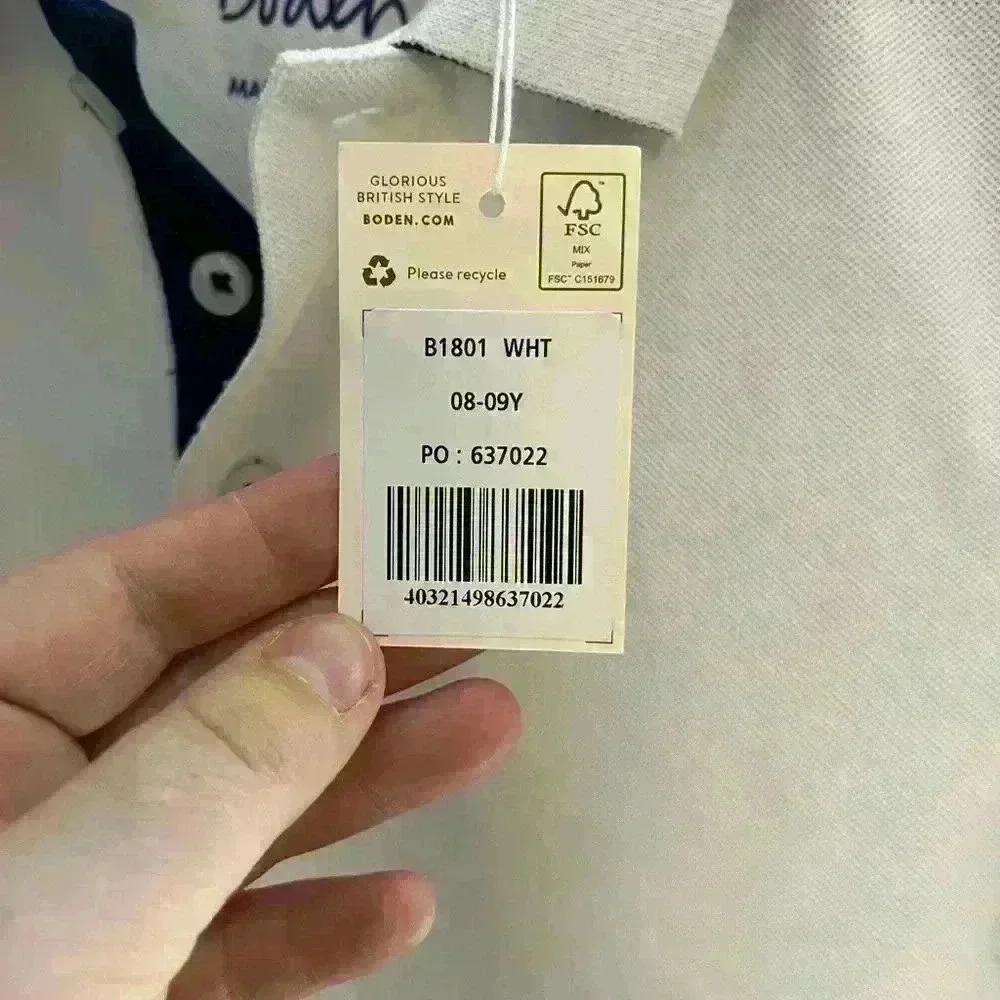 NWT Boden Pique Boys White Polo - Size 8-9 - Picture 3 of 4